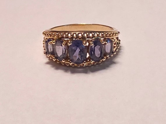 Exquisite 14K Yellow Gold 5 Stone Amethyst Cockta… - image 5