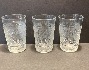 Vintage Set of 3 Anchor Hocking Clear Juice Glasses, Punch Glass, 3-1/2" tall and 2-3/8" at mouth