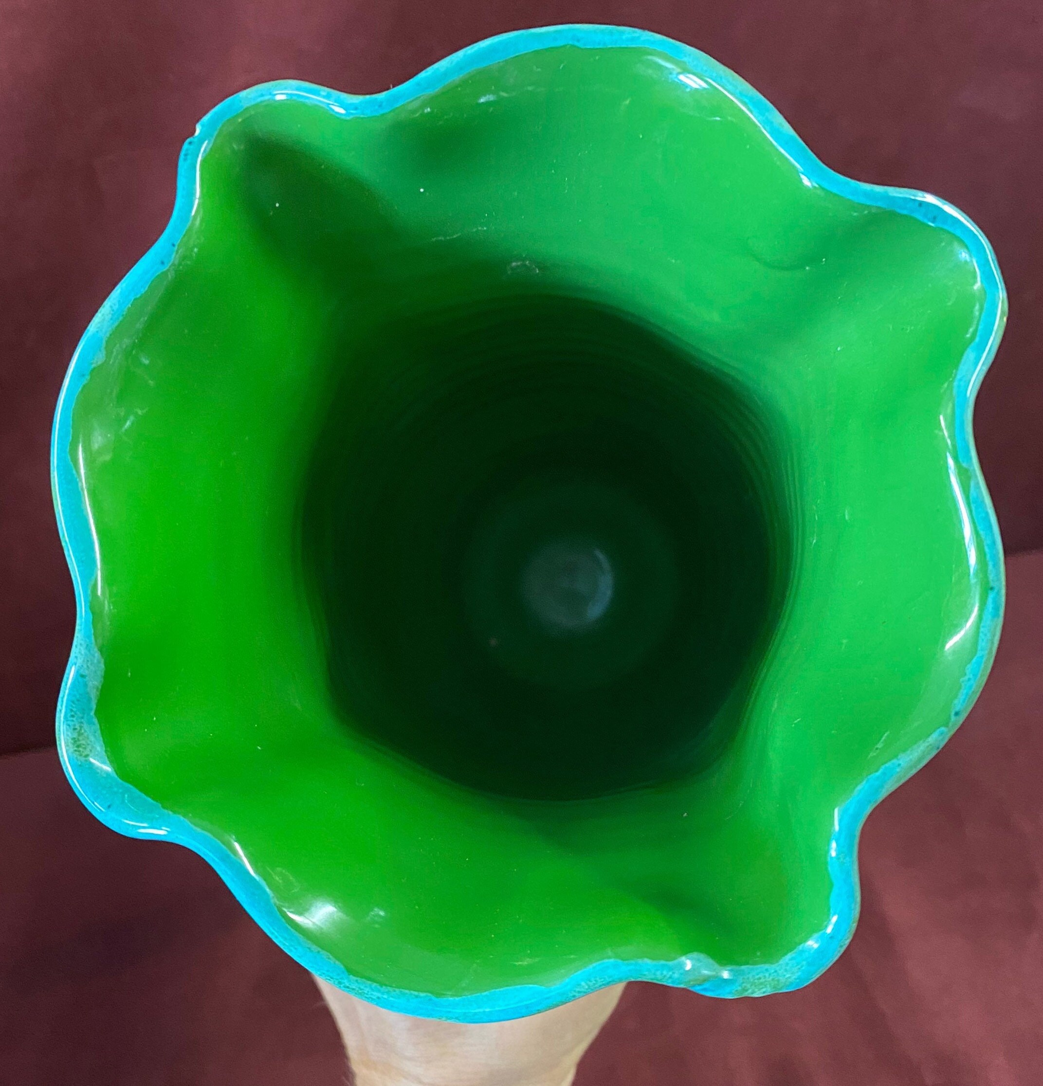 Vintage Ceramic Green Vase 8 tall 5 at mouth Etsy