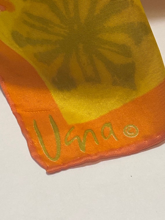 Vintage Vera Silk Scarf, Orange and Green in Colo… - image 2
