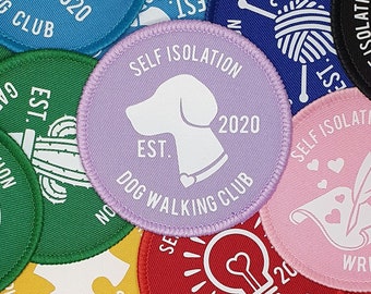 Self Isolation Dog Walking Club Established 2020 / Lockdown 2021 Dog Walking Club patch badge