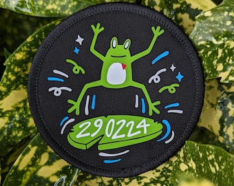 Leap year 29.02.24 jumping frog patch badge