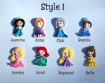 Adornos de princesa para zapatos: Adornos planos para Crocs, broches e imanes.