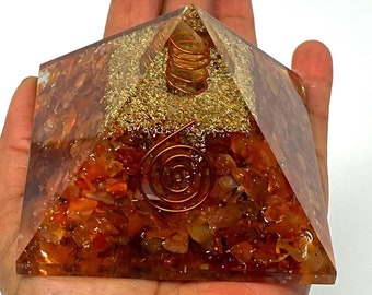 Carnelian Solar Plexus Crystal Pyramid to Boost Energy, Motivation and Courage, Love Stone for Relationship Healing, Confidence Crystal