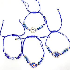 Adjustable Evil Eye Bracelet: Protection Charm, Good Fortune