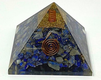 Lapis Lazuli Orgonite Pyramid: Crystal Healing, Yoga, Meditation