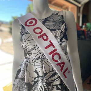 Sash with Custom Brand Name title with or without Faux Silver Rhinestones