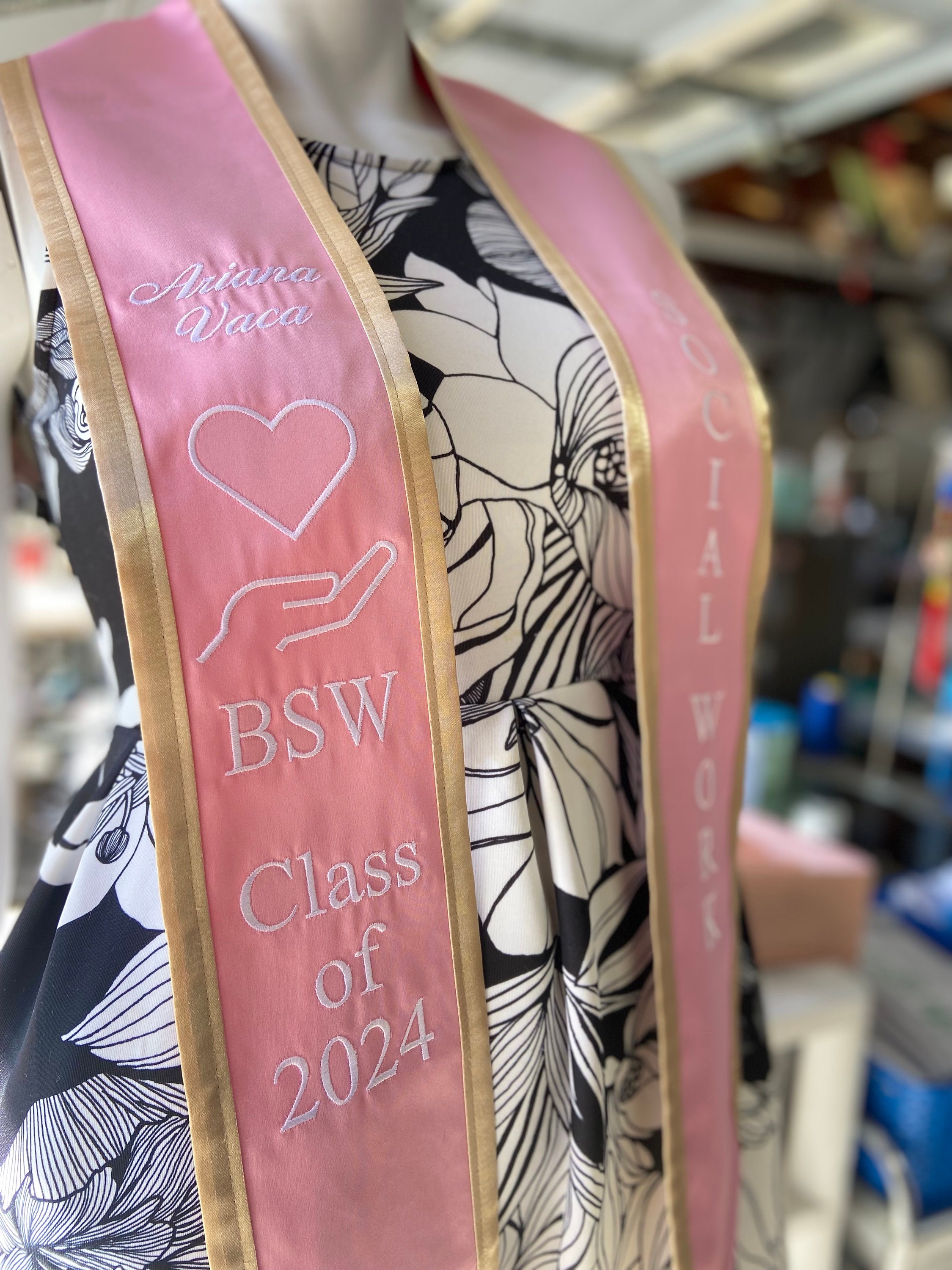 Social Work/bsw Personalized Embroidered Graduation Stole - Etsy