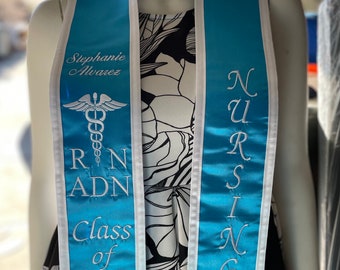 RN-ADN NURSING Personalized Embroidered Graduation Stole