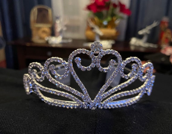 Silver Rhinestone Crystal Queen Tiara Prom Crown Bridal  display picture 2