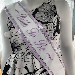 Bride To Be Sashes with Faux Silver Rhinestone’s /Heavyweight Satin