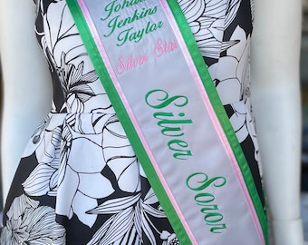 Silver Soror Sash with or without Rhinestones