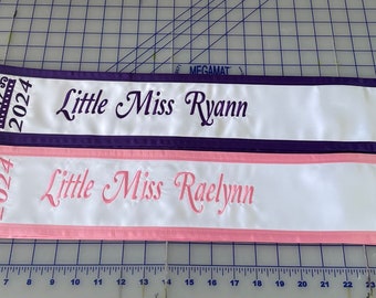 Personalized Embroidered Sash Tiara Year and Title