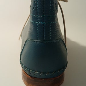 Handmade leather moccasin shoe blue image 5