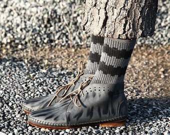 Scarpa mocassino in pelle fatta a mano - grigio