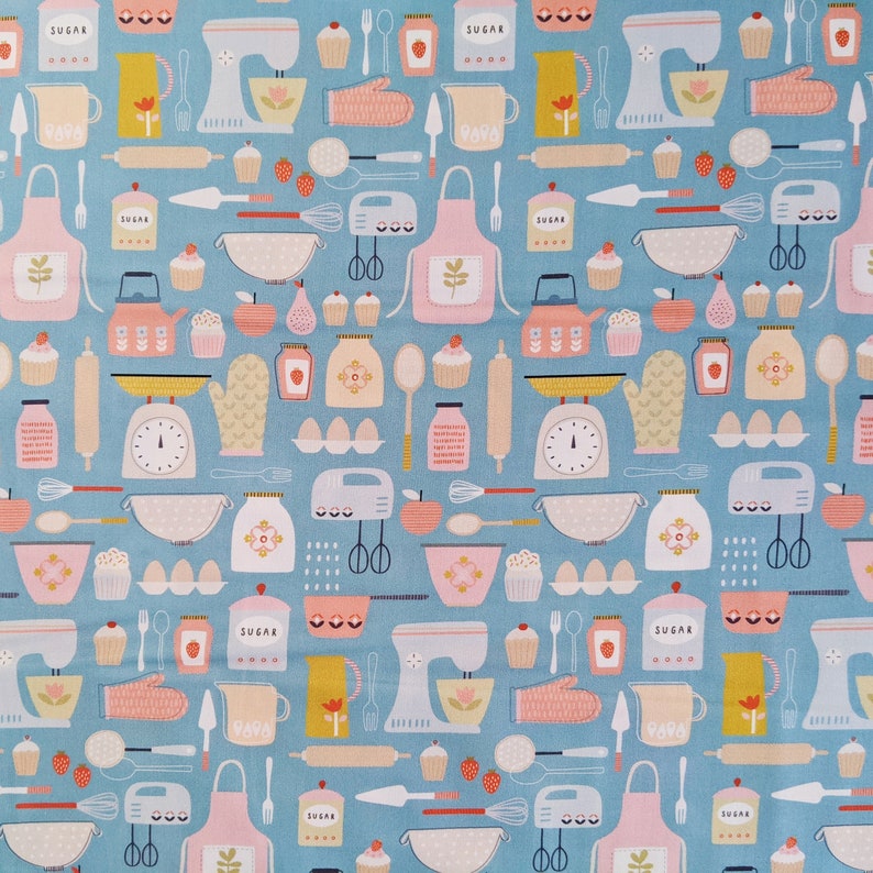 100 cotton fabric all things baking cooking theme fabric Etsy Baking christmas cookie holiday kitchen decor fabric printed by