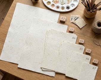 Handmade Paper Sheets for Painting – Natural Recycled Art Paper – 80 GSM – A2 to A6