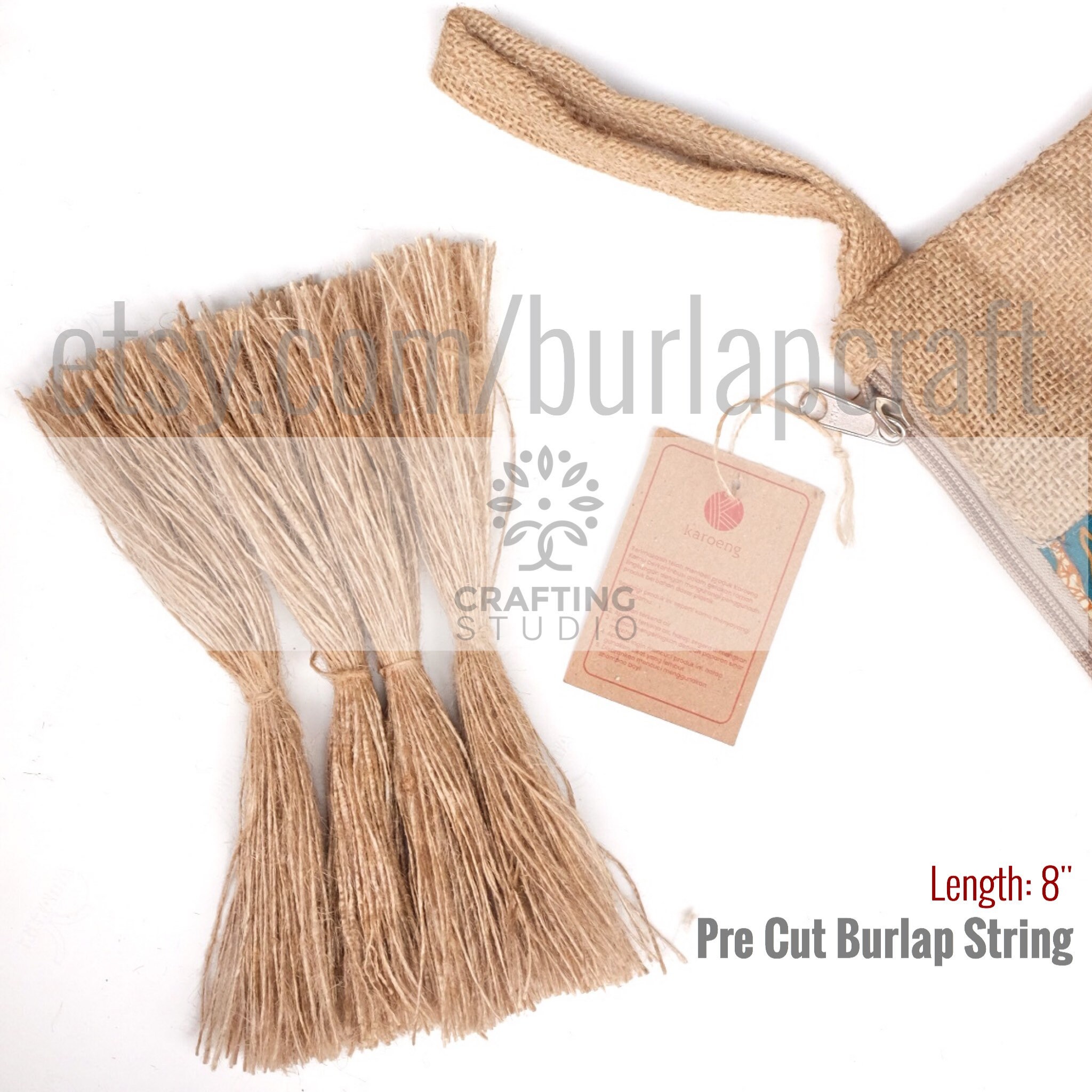 200 Pre Cut Burlap String 8 Natural Eco Green Hangtag Etsy