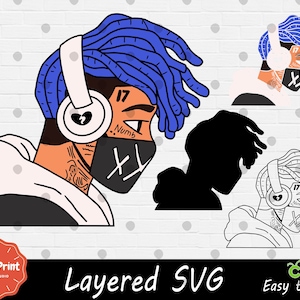 Layered SVG für Cricut - Cricut SVG für Fans - Svg Cut File - Digitaldruck - Easy Cut - Hochwertige PNG - Singer Rapper svg