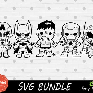 Outline Friends Superhelden SVG Bundle - Cricut SVG - SVG Cut File - Digitaldruck - Easy Cut - Hohe Qualität - Clipart