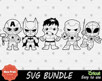 Outline Friends Superheros SVG Bundle - Cricut SVG - SVG Cut File - Digital Print - Easy Cut - High Quality - Clipart