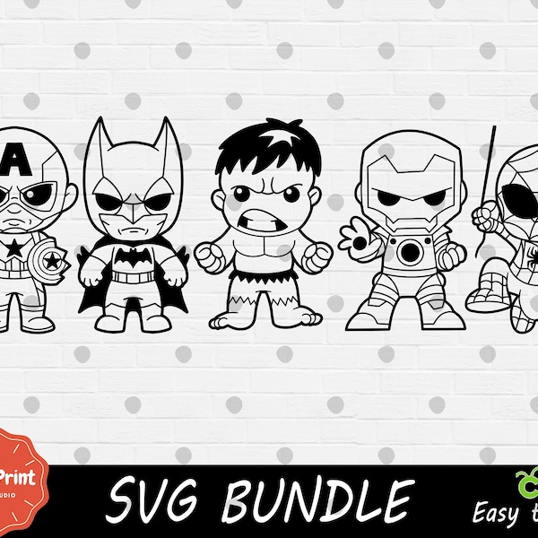 Outline Friends Superheros SVG Bundle - Cricut SVG - SVG Cut File - Digital Print - Easy Cut - High Quality - Clipart