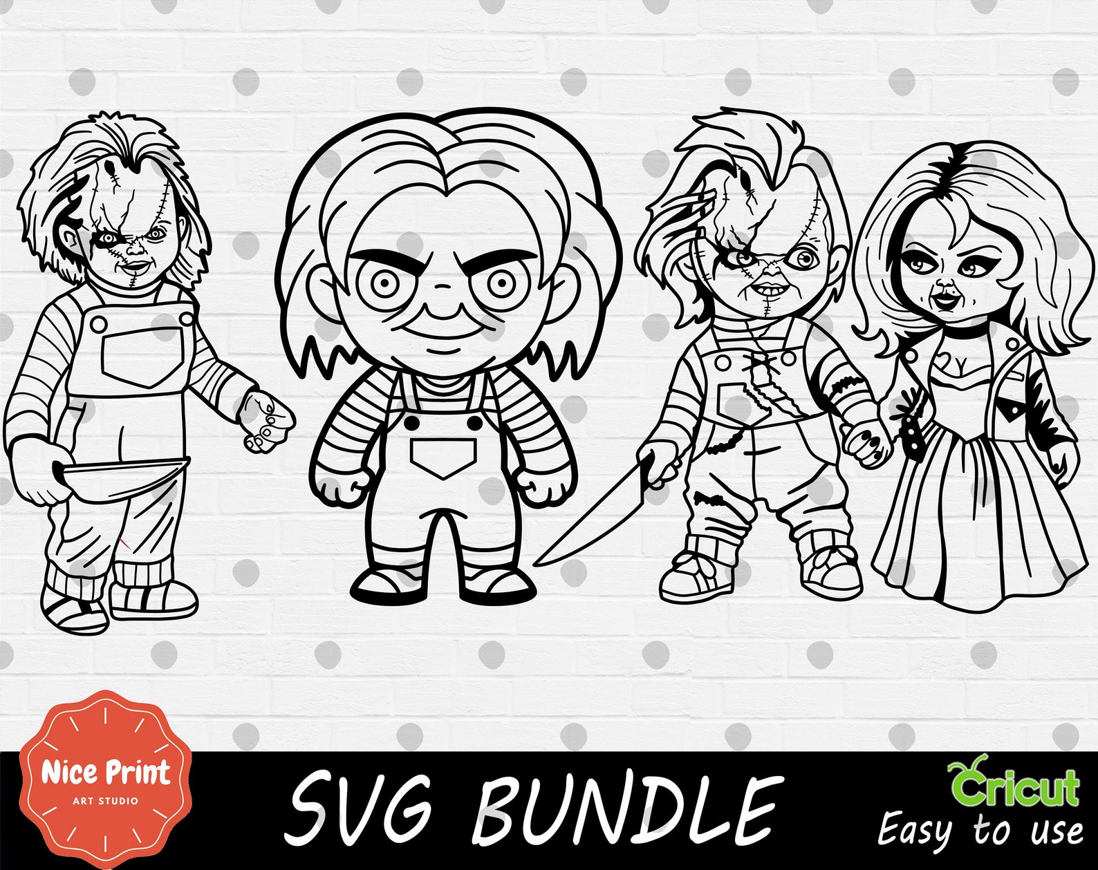 Outline Chucky SVG Bundle Cricut SVG SVG Cut File Etsy