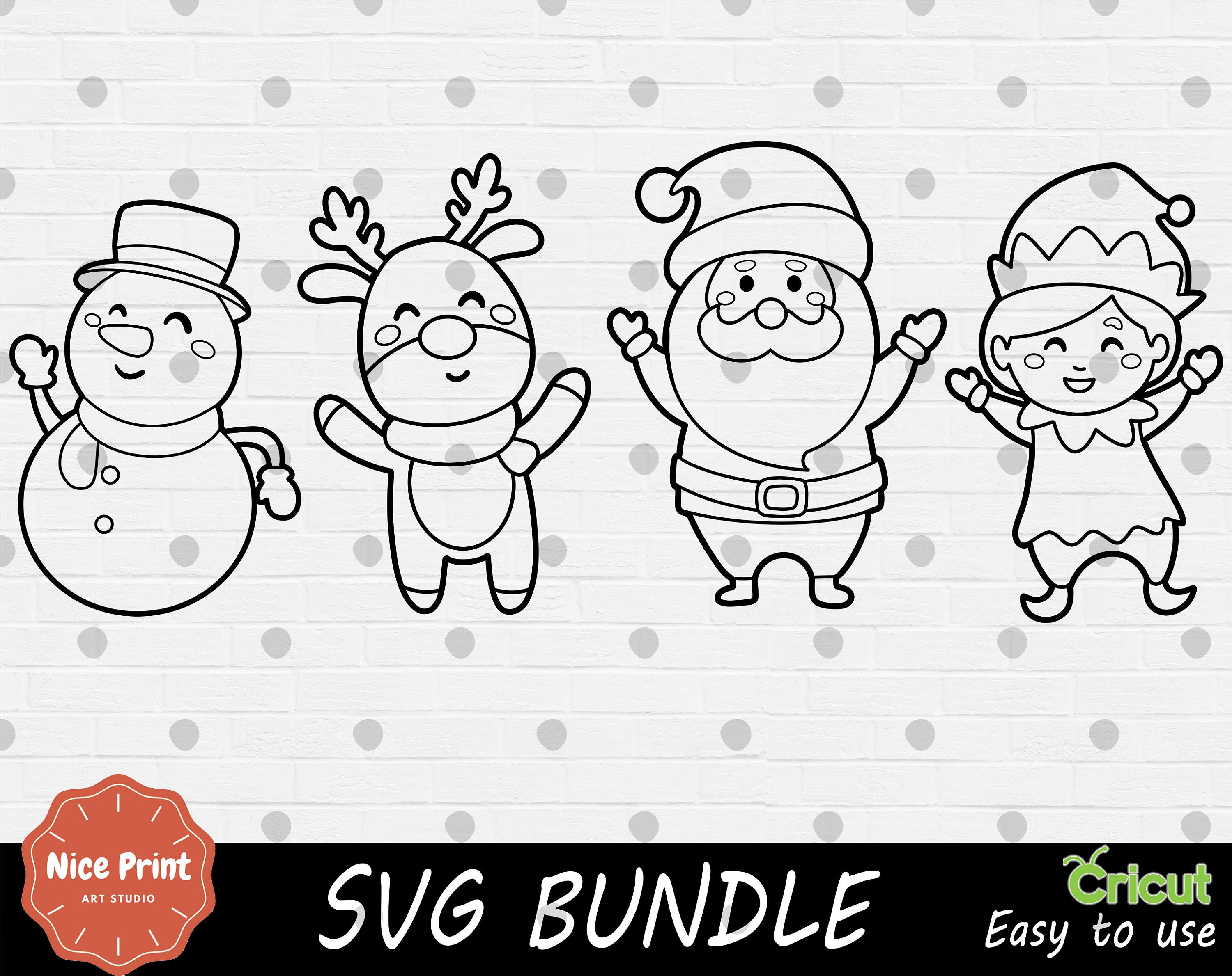 Outline Christmas SVG Bundle Cricut SVG SVG Cut File - Etsy