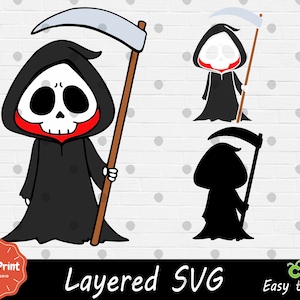 Capas SVG Grim Reaper para Cricut - Cricut SVG para Fans - Archivo de corte Svg - Impresión digital - Corte fácil - PNG de alta calidad Horror svg Halloween