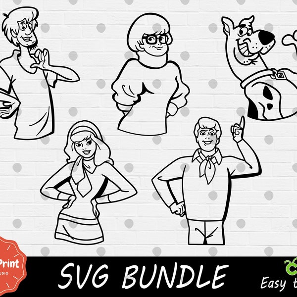 Outline Scooby SVG Bundle - Cricut SVG - SVG Cut File - Digital Print - Easy Cut - High Quality - Scooby Birthday