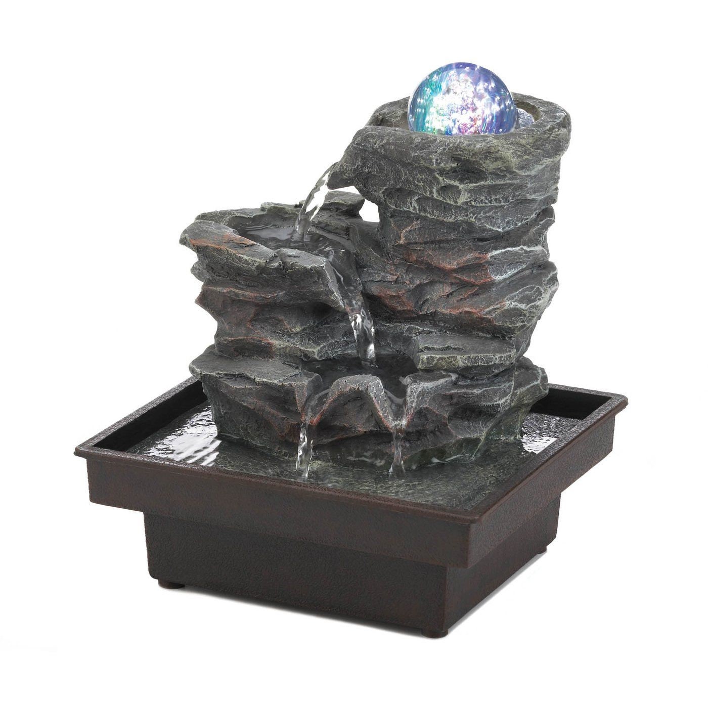 Glass Orb Rock LED Lighted Tabletop Fountain for Office or Etsy