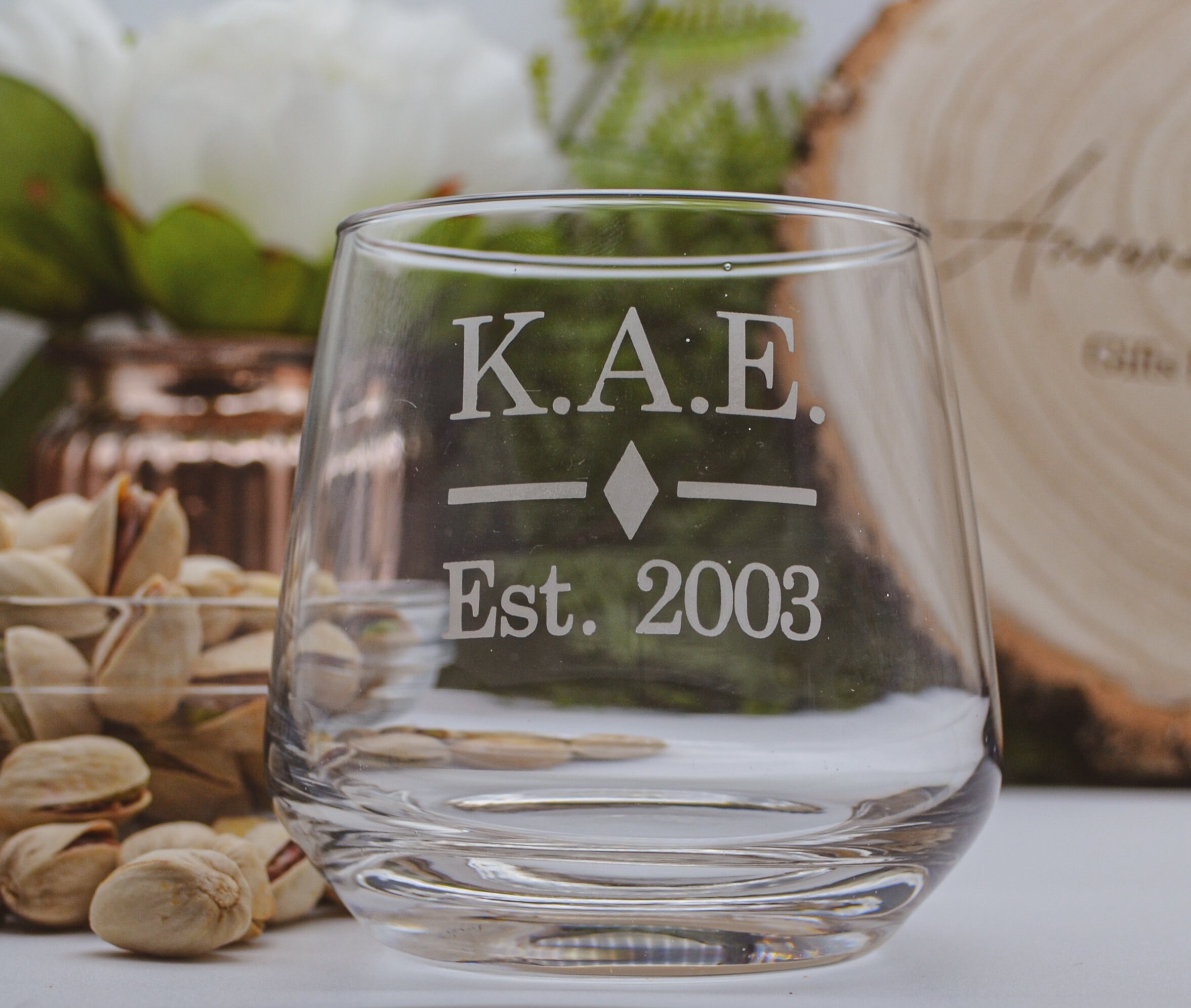 Whiskey or Rum Glass hand etched with name or initial and Etsy