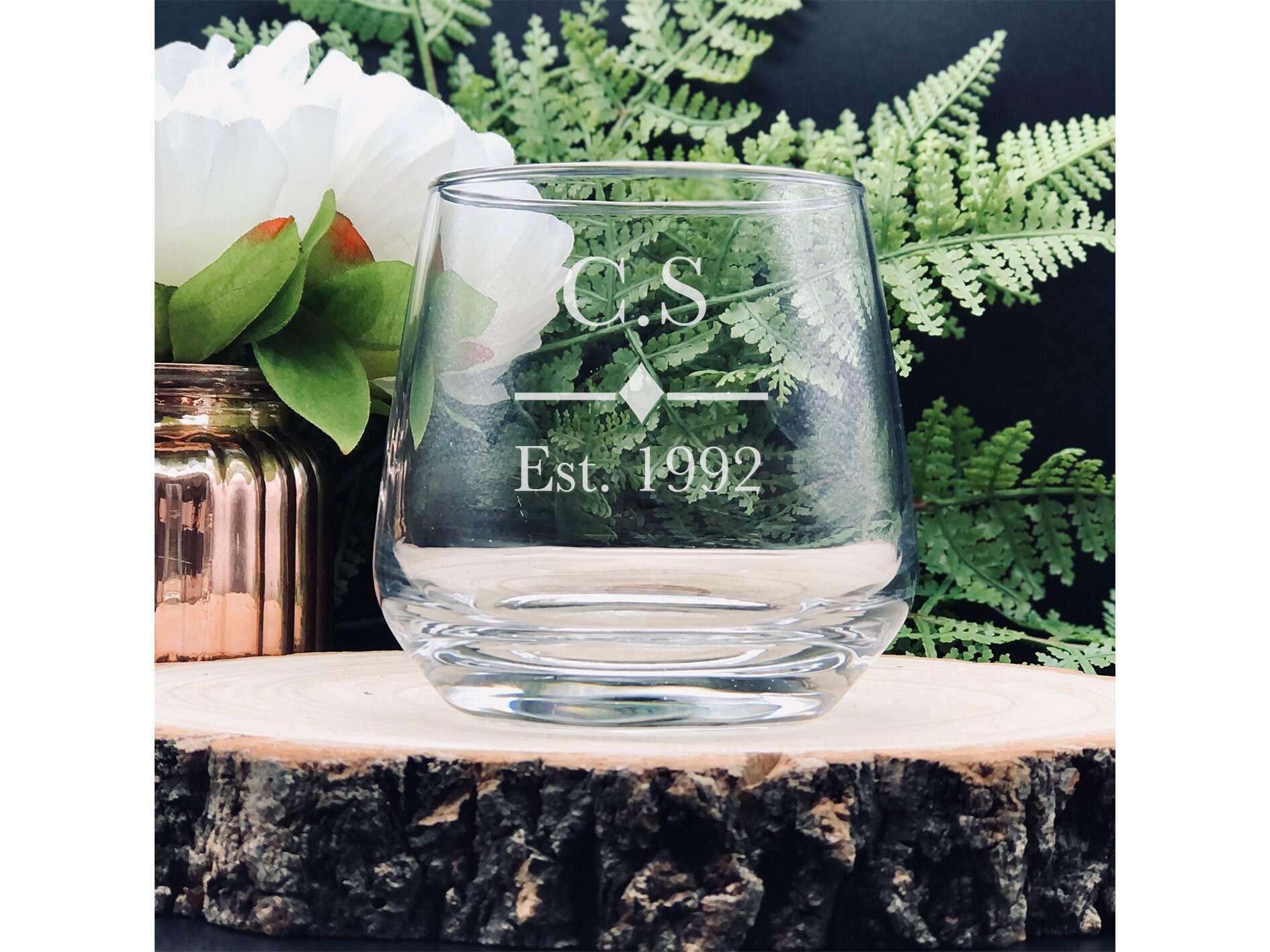 Whiskey or Rum Glass hand etched with name or initial and Etsy