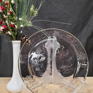 Large Glass &quot;Season&#39;s Greetings&quot; Serving Platter