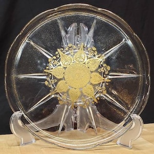 Gourgeous Vintage Glass/Gold Cake Stand
