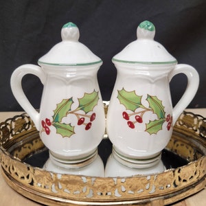 Vintage Made in Japan &quot;White Christmas&quot; Salt and Pepper Shakers