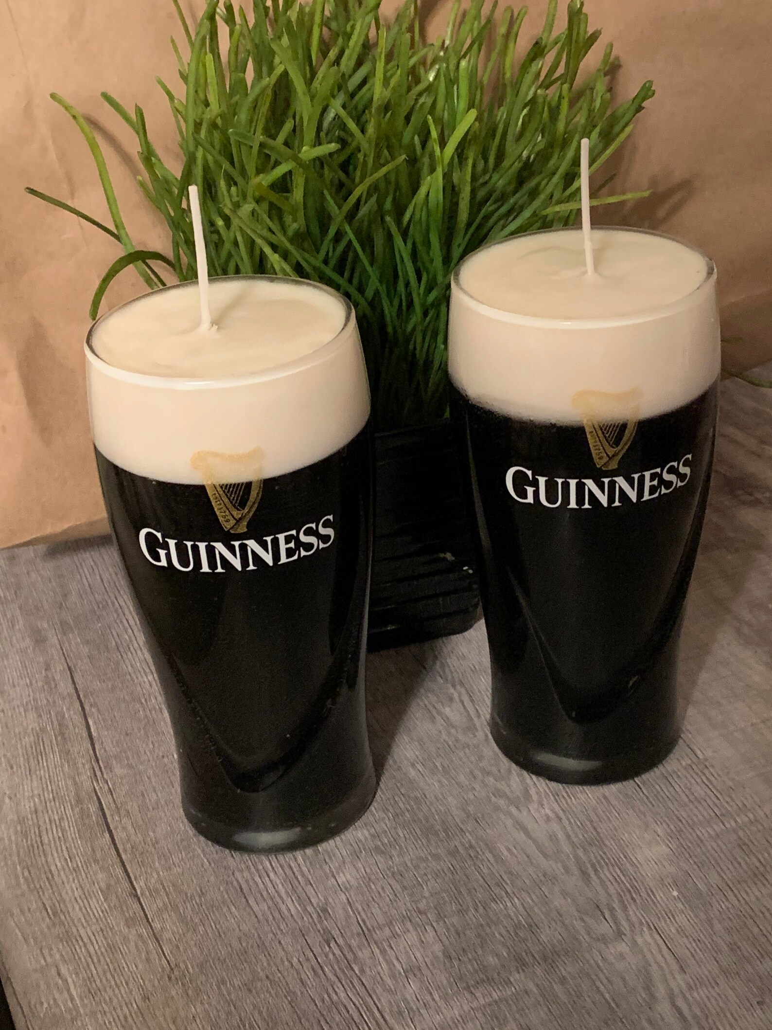 Set of 2 Guinness Glass Candles 20 oz in authentic Guinness Etsy