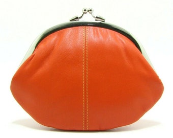 Retro Style Leather Kisslock Purse - Multiple Colour Alternatives