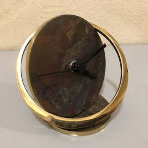 Mid-century Atomic Design Brass-Metal Table Clock, 1960s, Germany