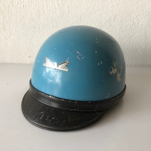 Italian Retro Blue Metal Aviator Bike Helmet for Kids