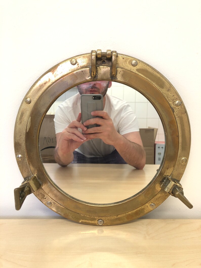 Midcentury Brass Porthole Mirror, 1950s, the Netherlands Etsy
