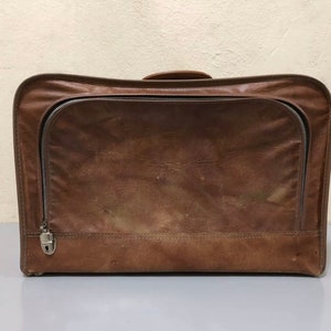 Old Worn Leather Brown Leather Suitcase