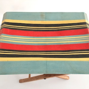 Wood Folding Camp Stool with beautiful colorful fabric, 1960s image 8