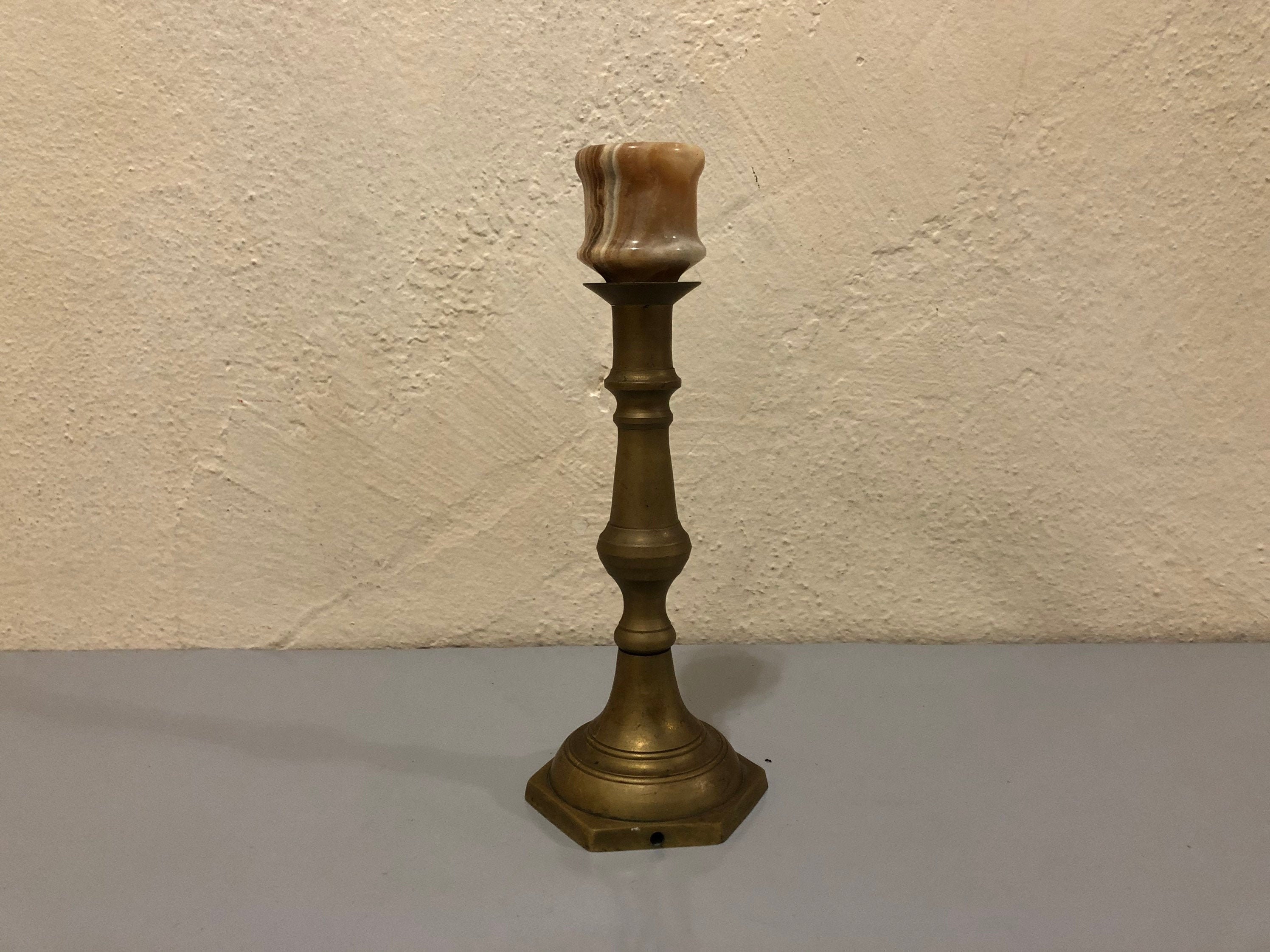 Brass & Onyx Marble Turkish Old Candle Holder Etsy