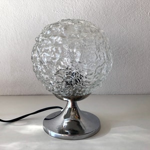 Atomic Age textured Ball Glass & Chrome single Table Lamp, 1970s, Germany