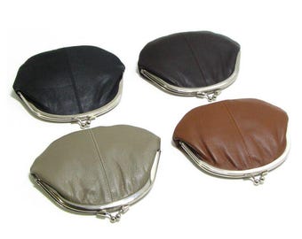 Retro Style Leather Kisslock Purse - Multiple Colour Alternatives