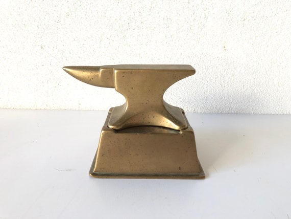 Italian Brass Miniature Heavy 2 Piece Blacksmith Anvil 