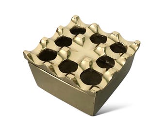 Beautiful Brass Grid Design Small Ashtray / Gold - Antique Color Options