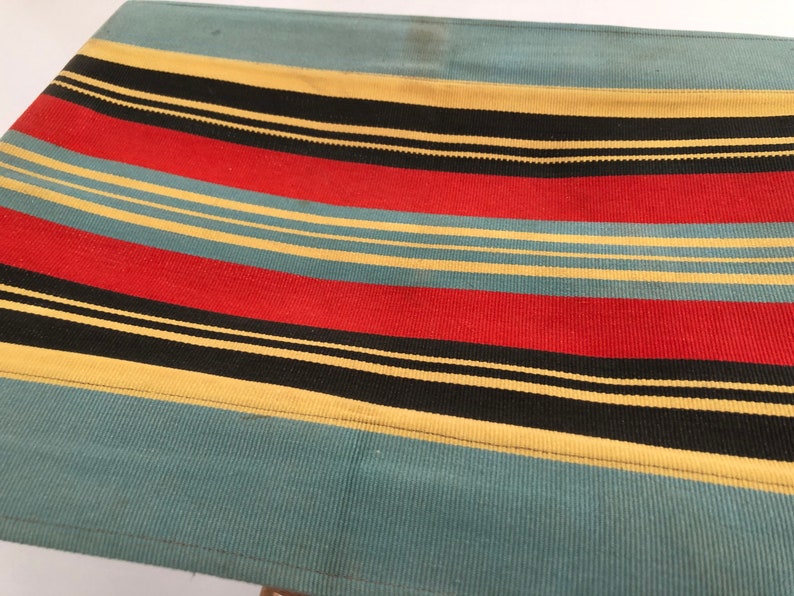 Wood Folding Camp Stool with beautiful colorful fabric, 1960s image 9