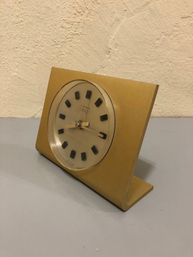 Kienzle Gold Metal Minimalist Desk Clock 1970s Germany Etsy